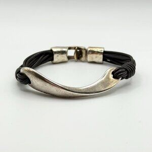 UNO De 50 925 Silver Leather Cord Metal Hook Clasp Bracelet